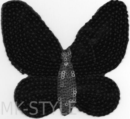Пришивная аппликация "Бабочка Чёрная" - 11 х 10 см.