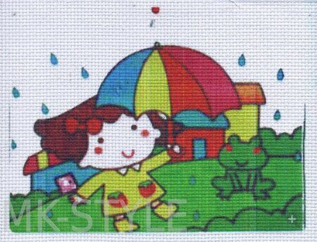 Схема для вышивания мулине (Девочка с зонтом)