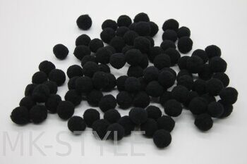 Помпоны для рукоделия (d - 1,5 см.) - чёрные